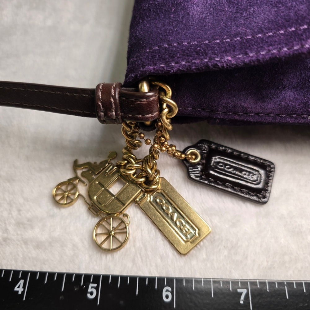 Coach Soho Purple Suede Leather Flap Shoulder Bag Buckle Gold Charm 42054 - Picture 6 of 16